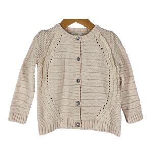 EMMA’S GARDEN LIGHT BEIGE BABY CABLE KNIT COZY SWEATER – SIZE 24 MONTHS
